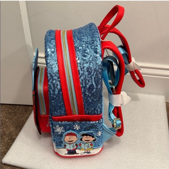 Loungefly Blue and Red Snoopy Sequin Backpack - Picture 2 of 7